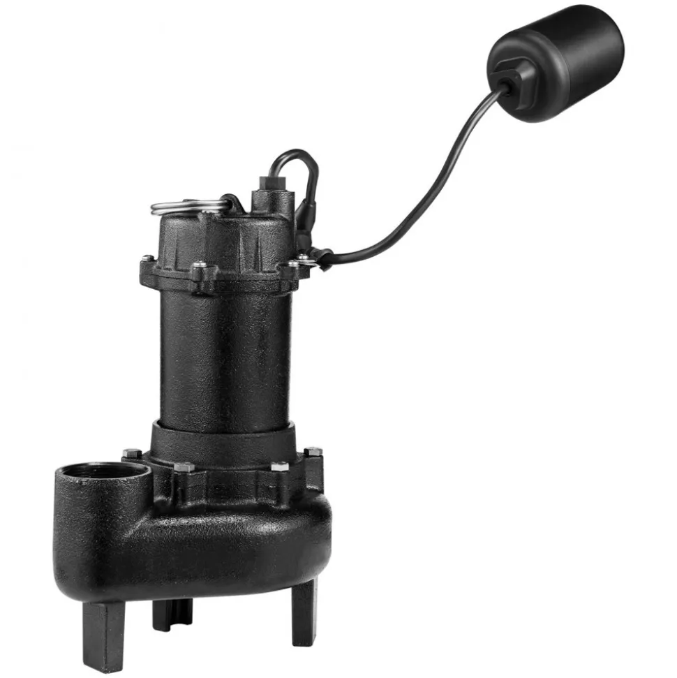 VEVOR Submersible Sewage Pump, 1 HP, 5200 GPH Cast Iron Sewage/Effluent Pump with Automatic Tethered Float Switch, 2-Inch NPT Discharge, 120V, 25 ft Max Lift, for Basement, Septic Tank, Residential