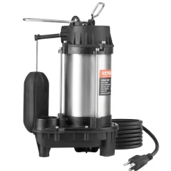 VEVOR Submersible Sewage Pump, 3/4 HP, 6000 GPH Cast Iron Sewage/Effluent Pump with Automatic Tethered Float Switch, 2-Inch NPT Discharge, 120V, 23 ft Max Lift, for Basement, Septic Tank, Residential