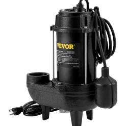 VEVOR Submersible Sewage Pump, 3/4 HP, 5880 GPH, 1050W, Durable Cast Iron, Includes 2