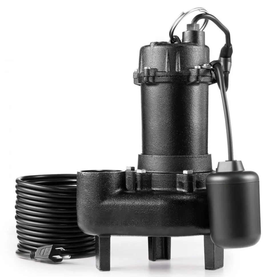 VEVOR Submersible Sewage Pump, 1/2 HP, 6000 GPH Cast Iron Sewage/Effluent Pump with Automatic Tethered Float Switch, 2-Inch NPT Discharge, 120V, 25 ft Max Lift, for Basement, Septic Tank, Residential