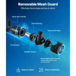 VEVOR Submersible Water Pump, 280W 4500GPH, Aquarium Return Pump with 16.4 ft Lift Height & 180° Adjustable Flow Direction, Suitable for Pond, Aquarium, Fountain, Waterfall, and Fish Tank