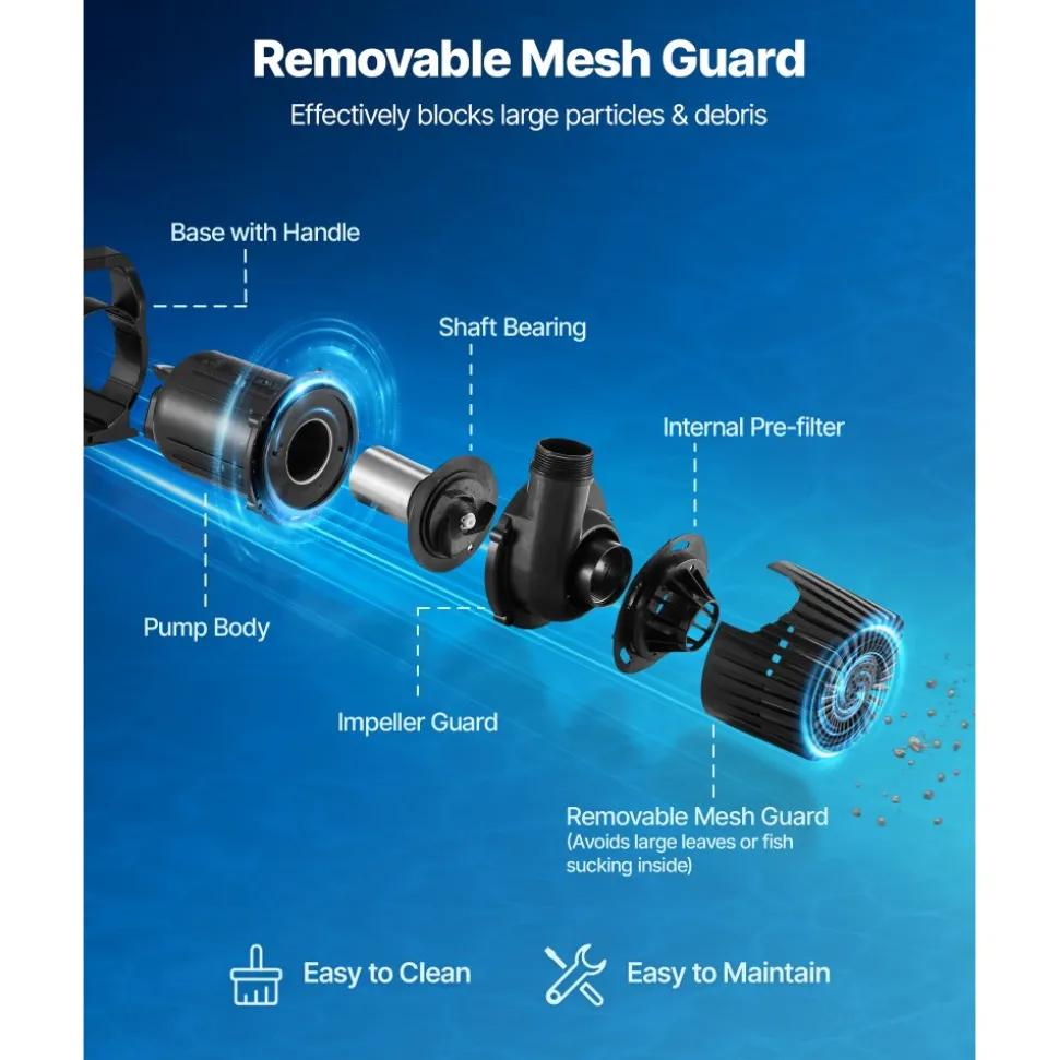 VEVOR Submersible Water Pump, 280W 4500GPH, Aquarium Return Pump with 16.4 ft Lift Height & 180° Adjustable Flow Direction, Suitable for Pond, Aquarium, Fountain, Waterfall, and Fish Tank
