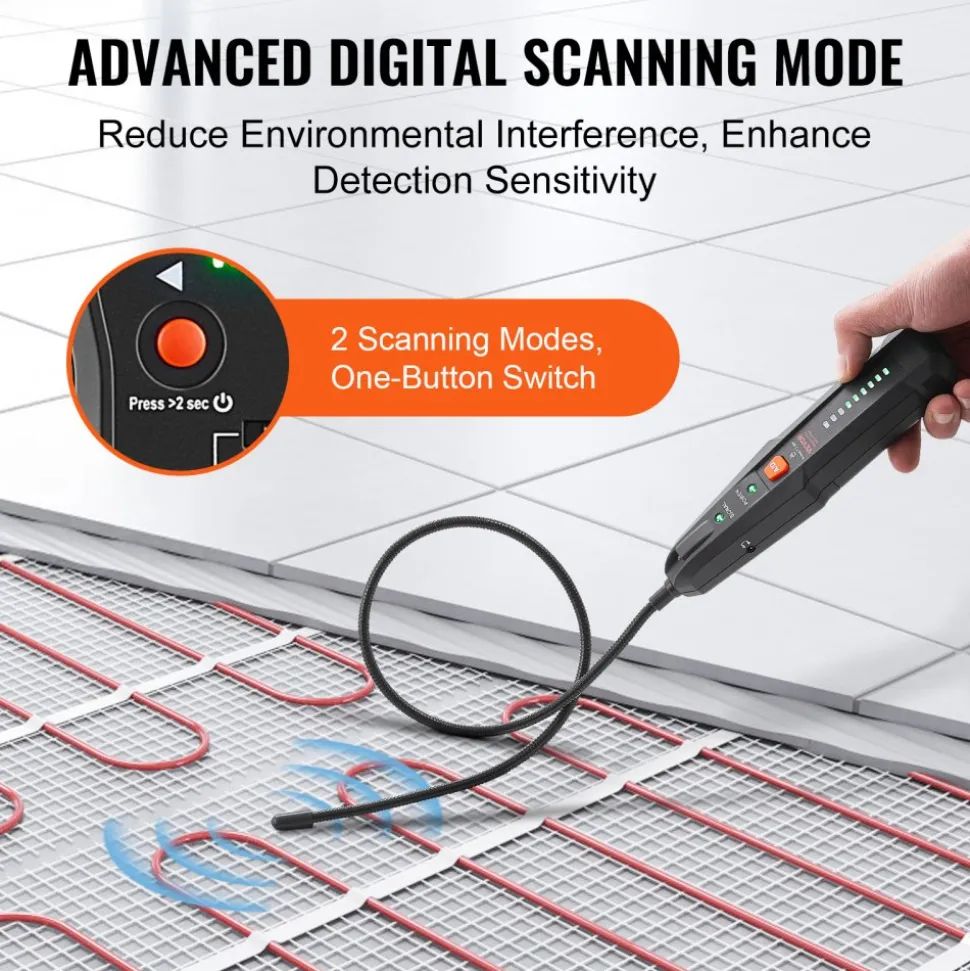 VEVOR Subterranean Wire Locator, Up to 6.5 FT Detection Depth, Earphone-Included Cable Tracer and Break Detector, 3280 FT Detection Range, Ideal for Locating Hidden Pet Fences and Sprinkler Valves