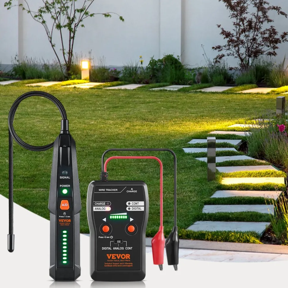 VEVOR Subterranean Wire Locator, Up to 6.5 FT Detection Depth, Earphone-Included Cable Tracer and Break Detector, 3280 FT Detection Range, Ideal for Locating Hidden Pet Fences and Sprinkler Valves