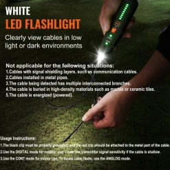 VEVOR Subterranean Wire Locator, Up to 6.5 FT Detection Depth, Earphone-Included Cable Tracer and Break Detector, 3280 FT Detection Range, Ideal for Locating Hidden Pet Fences and Sprinkler Valves