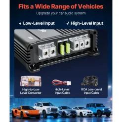 VEVOR Subwoofer Bass Package, 12 in, 490W RMS, Dual Car Audio Subwoofer and Amp Package, with Loaded Enclosure, Separate Amplifier, and Wiring Kit, for Various Vehicles Trunks, Car Audio Systems