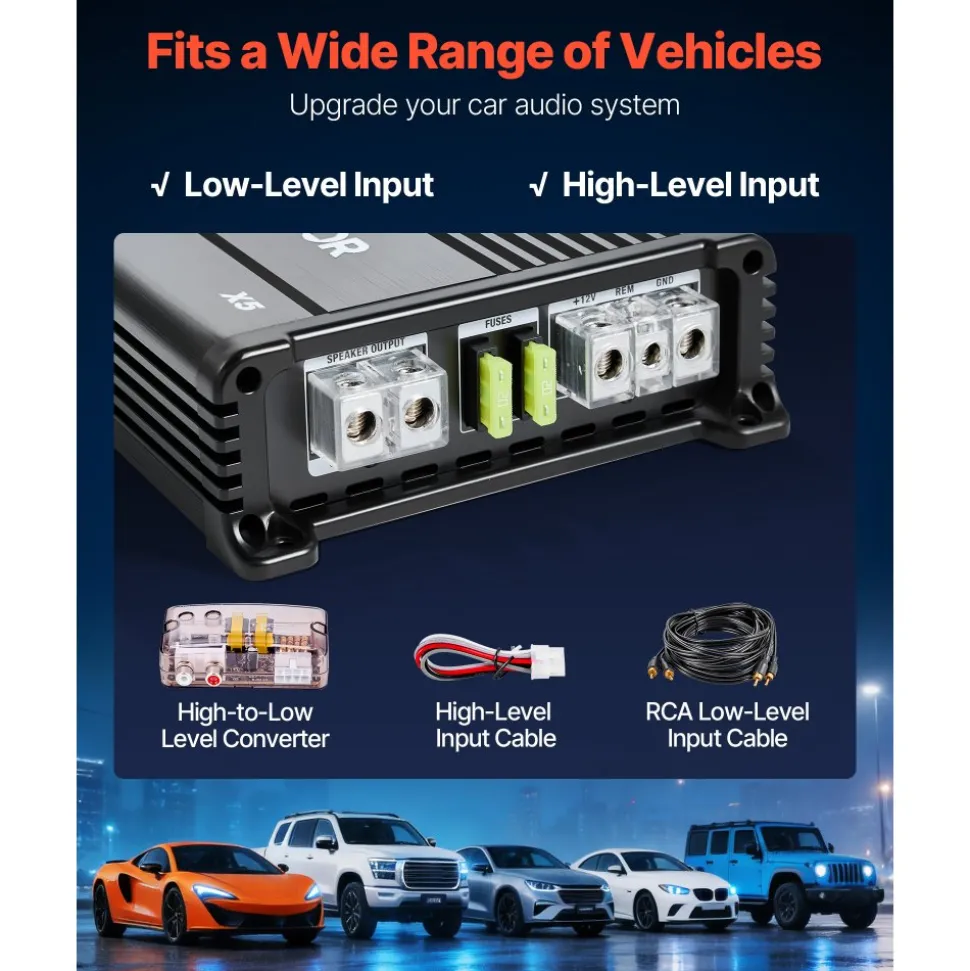 VEVOR Subwoofer Bass Package, 12 in, 490W RMS, Dual Car Audio Subwoofer and Amp Package, with Loaded Enclosure, Separate Amplifier, and Wiring Kit, for Various Vehicles Trunks, Car Audio Systems