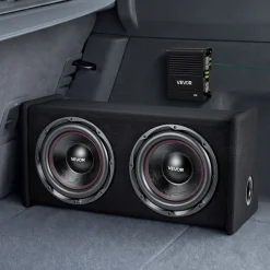 VEVOR Subwoofer Bass Package, 12 in, 490W RMS, Dual Car Audio Subwoofer and Amp Package, with Loaded Enclosure, Separate Amplifier, and Wiring Kit, for Various Vehicles Trunks, Car Audio Systems