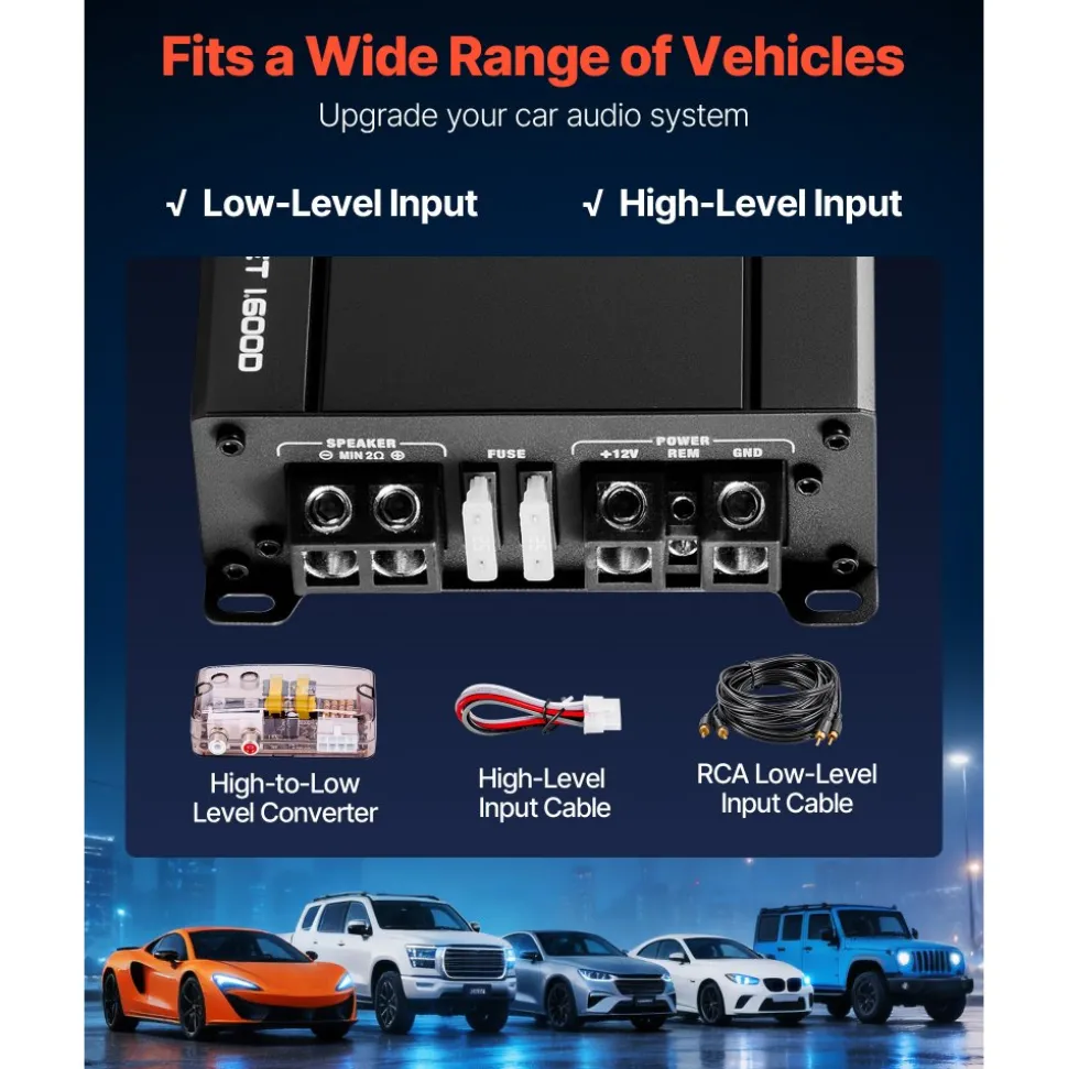 VEVOR Subwoofer Bass Package, 12 in, 1200W RMS, Dual Car Audio Subwoofer and Amp Package, with Loaded Enclosure, Separate Amplifier, and Wiring Kit, for Various Vehicles Trunks, Car Audio Systems