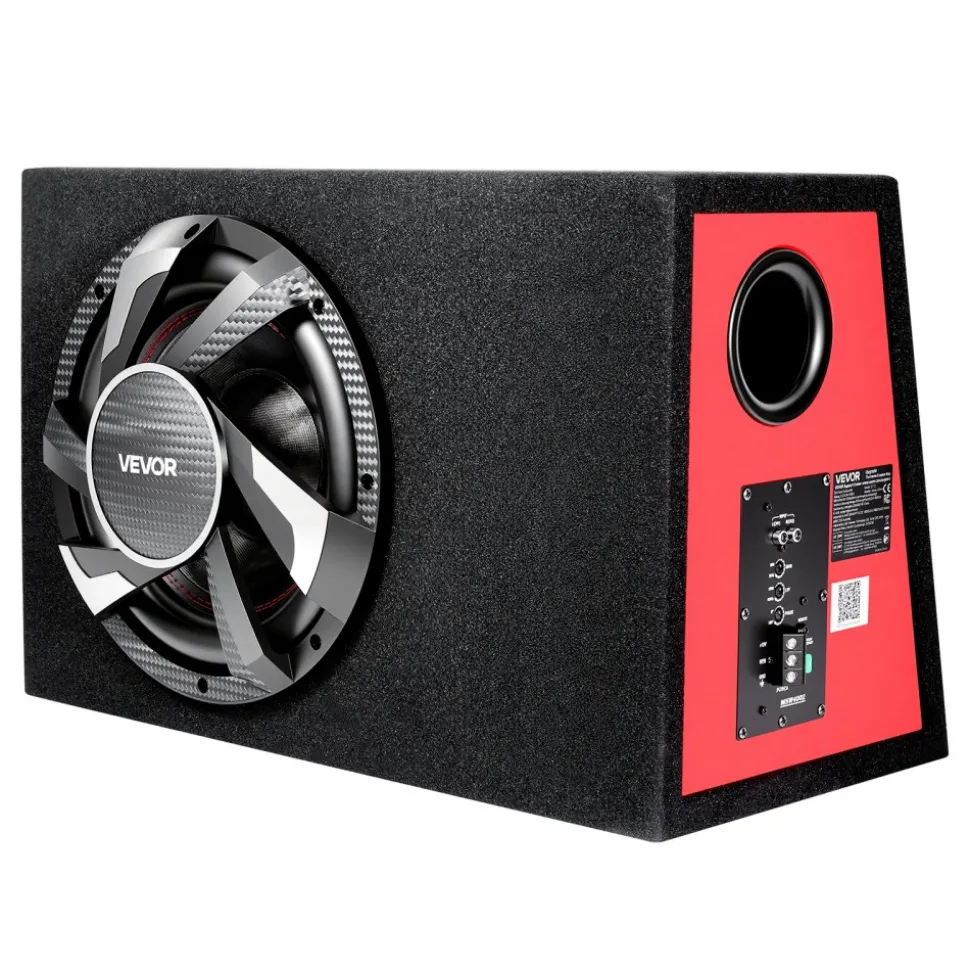 VEVOR Subwoofer Bass Package, 12 in, 245W RMS, Complete Car Audio Subwoofer and Amp Package, with Loaded Enclosure, Built-in Amplifier, and Wiring Kit, Slim Trapezoid , Compact for Car Audio Systems