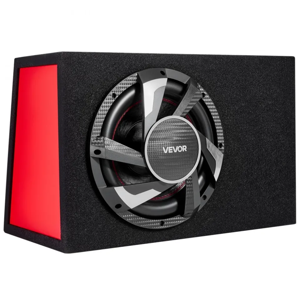 VEVOR Subwoofer Bass Package, 12 in, 245W RMS, Complete Car Audio Subwoofer and Amp Package, with Loaded Enclosure, Built-in Amplifier, and Wiring Kit, Slim Trapezoid , Compact for Car Audio Systems