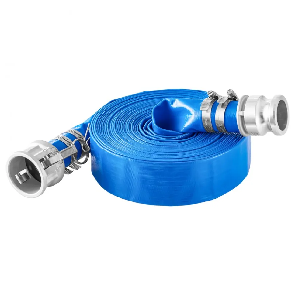 VEVOR Suction Hose Kit for Water Pump, with 2 in x 50 ft Blue Backwash Hose, 20 ft Green Suction Hose, and Steel Round Hole Strainer, Camlocks, Clamps, Cam & Groove Adapter, for Multiple Purposes