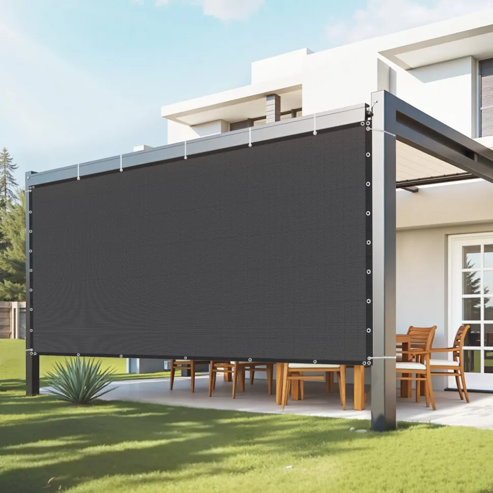 VEVOR 90% Sun Shade Cloth, 8 x 12 ft Pergola Shade Cover with Stainless Steel Grommets, Sun Shades Canopy Privacy Screen with 140 GSM HDPE Material, for Outdoor, Patio, Garden, and Backyard (Black)