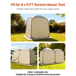 VEVOR Sun Shade Sail Canopy Covers, Fit for 12 x 11 ft Screen House Tent, Sun Protection, 5.51 x 4.59 ft 300D Oxford Silver-Coated Fabric, Pack of 3 (Not Include Tent), for Outdoor Activities, Beige