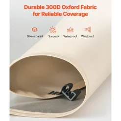 VEVOR Sun Shade Sail Canopy Covers, Fit for 12 x 11 ft Screen House Tent, Sun Protection, 5.51 x 4.59 ft 300D Oxford Silver-Coated Fabric, Pack of 3 (Not Include Tent), for Outdoor Activities, Beige