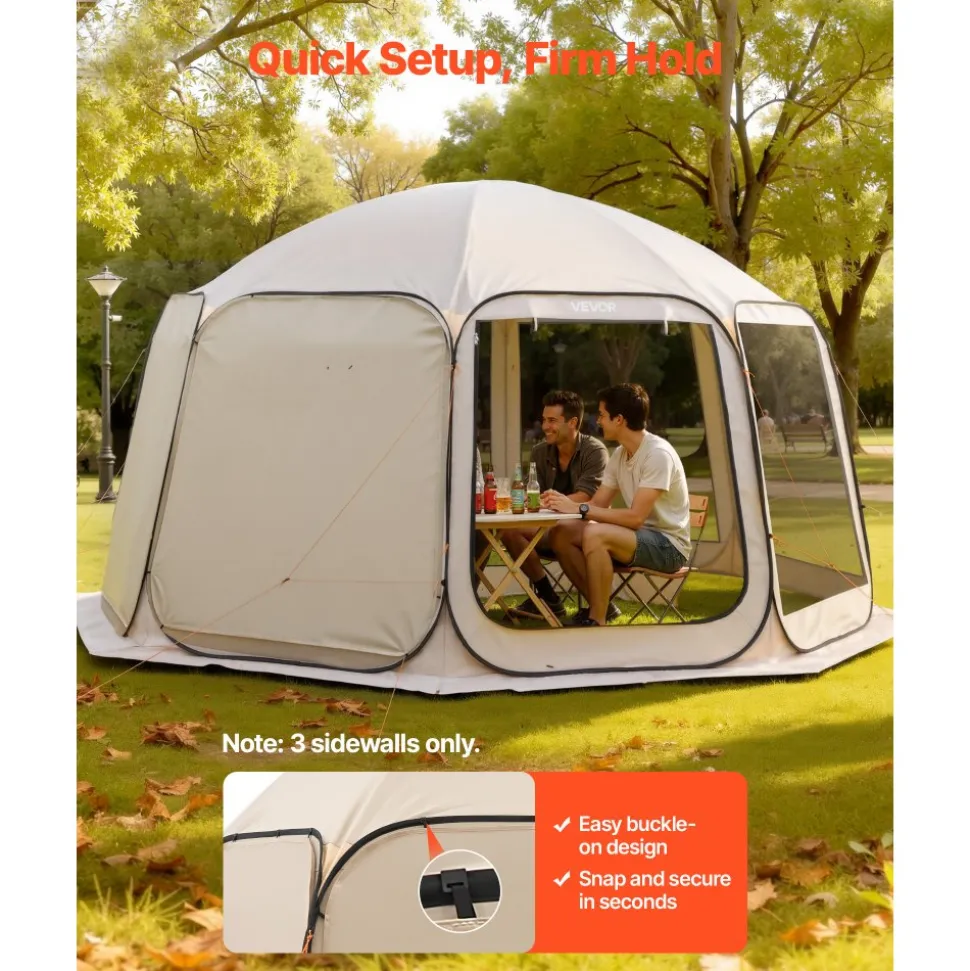 VEVOR Sun Shade Sail Canopy Covers, Fit for 15 x 13.8 ft Screen House Tent, Sun Protection, 5.51 x 5.25 ft 300D Oxford Silver-Coated Fabric, Pack of 3 (Not Include Tent), for Outdoor Activities, Beige