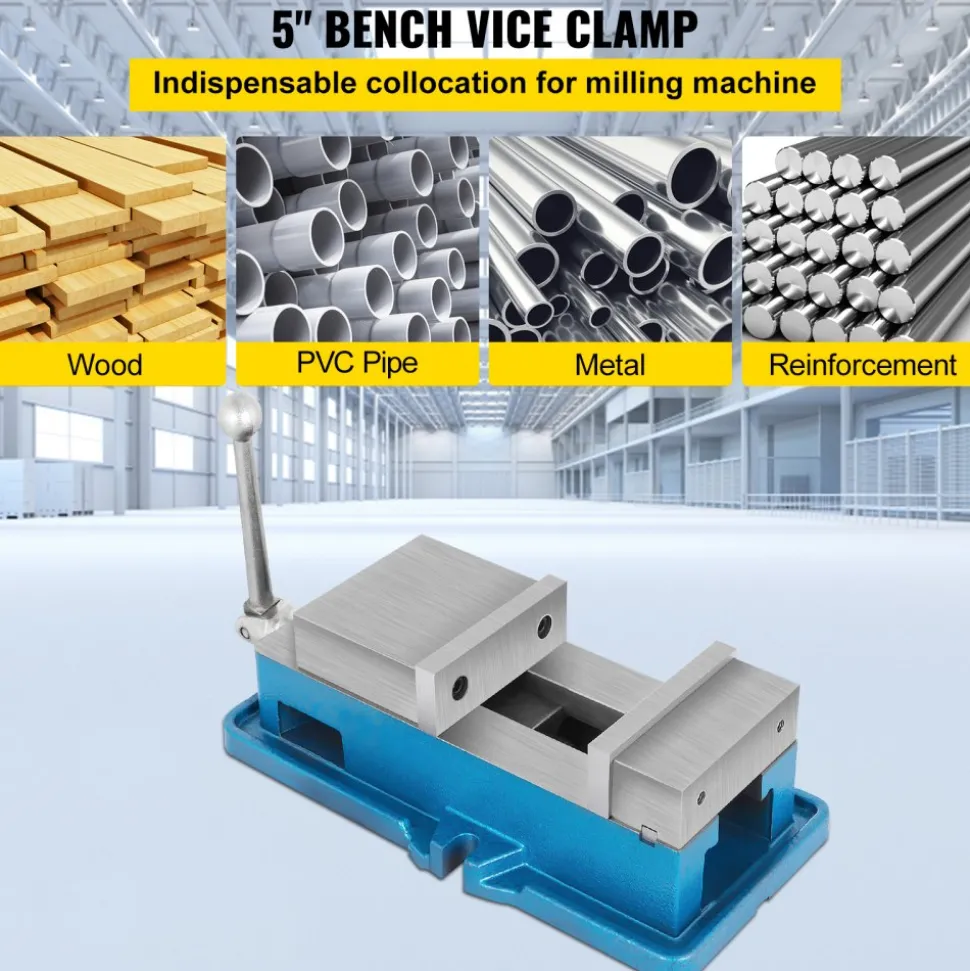 VEVOR 5" Super-Lock Vise For NC/CNC Machines Bench Clamp Vise High Precision, Vise Clamp Vice CNC Vise Lockdown Vise Drilling 125mm Width CNC 24KN