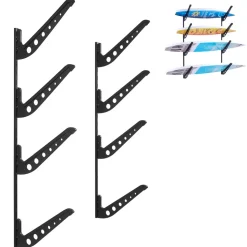 VEVOR Surfboard Wall Mount, 4 Tiers Horizontal Surfboard Rack for Storage and Display, Adjustable Height Metal Board Stand Organizer, Surf Board Holder for Snowboards, Kiteboards, Shortboard, Skis