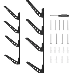 VEVOR Surfboard Wall Mount, 4 Tiers Horizontal Surfboard Rack for Storage and Display, Adjustable Height Metal Board Stand Organizer, Surf Board Holder for Snowboards, Kiteboards, Shortboard, Skis
