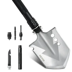 VEVOR Survival Shovel, 8 in 1 Camping Shovel Folding Multitool, Military Grade Portable Compact Tactical Shovel, Multifunction for Off-Roading, Camping, Hiking, Outdoor, Survivalist and Emergency