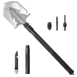 VEVOR Survival Shovel, 8 in 1 Camping Shovel Folding Multitool, Military Grade Portable Compact Tactical Shovel, Multifunction for Off-Roading, Camping, Hiking, Outdoor, Survivalist and Emergency