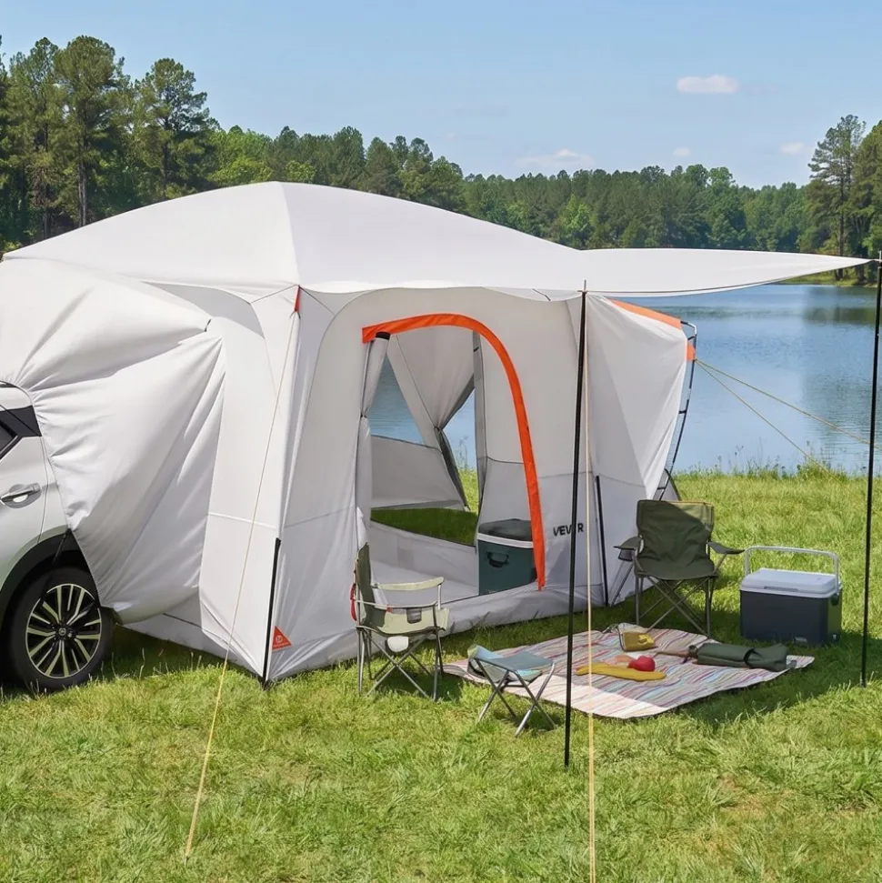 VEVOR SUV Camping Tent for 5-9 Person, 13 x 10 FT 3-Season SUV Tailgate Tent with Ventilated Windows, PU2000mm Waterproof Dual-Use Car Rear Hatch Tents for Outdoor Hiking Travels