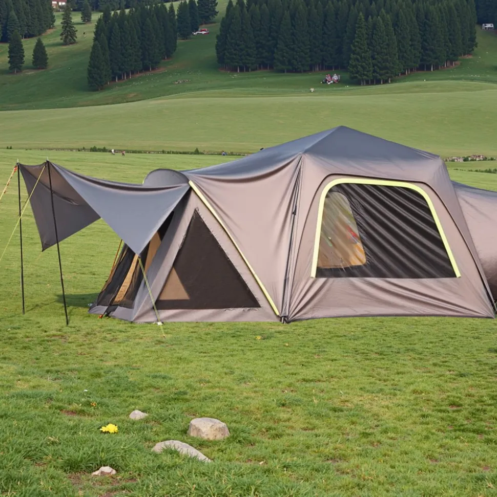 VEVOR SUV Tent for Camping, 10FT L x 10FT W, Waterproof PU2000mm Spacious Double Layer Design for 5-8 Person, SUV Camping Tent with Shade Awning and Mesh Windows, Includes Rainfly and Storage Bag
