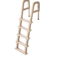 VEVOR Swimming Pool Ladder, Inclined 5-Step Double Handrails Stair, Non-slip Wide Step, 300 lbs Load Capacity, for 48-54 in Inground & Above-ground Pools, Any Deck Surface, Indoor & Outdoor, Taupe