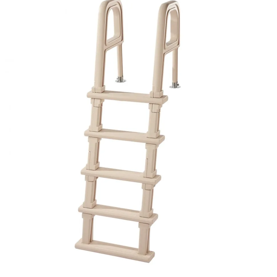 VEVOR Swimming Pool Ladder, Inclined 5-Step Double Handrails Stair, Non-slip Wide Step, 300 lbs Load Capacity, for 48-54 in Inground & Above-ground Pools, Any Deck Surface, Indoor & Outdoor, Taupe