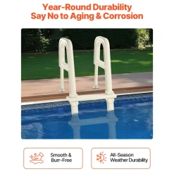 VEVOR Swimming Pool Ladder, 75°Inclined 5-Step Double Handrails Stair, Non-slip Heavy Duty Steps, Load Capacity 300 lb, for 48-54 In Inground & Above-ground Pools of Any Deck Surface Indoor & Outdoor