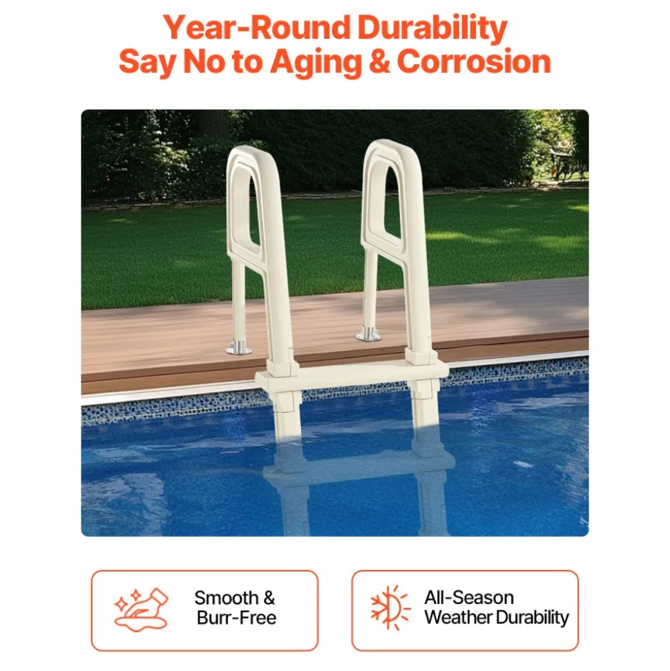 VEVOR Swimming Pool Ladder, 75°Inclined 5-Step Double Handrails Stair, Non-slip Heavy Duty Steps, Load Capacity 300 lb, for 48-54 In Inground & Above-ground Pools of Any Deck Surface Indoor & Outdoor