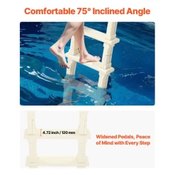 VEVOR Swimming Pool Ladder, 75°Inclined 5-Step Double Handrails Stair, Non-slip Heavy Duty Steps, Load Capacity 300 lb, for 48-54 In Inground & Above-ground Pools of Any Deck Surface Indoor & Outdoor
