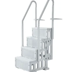 VEVOR Swimming Pool Ladder, 4-Step Double Handrails Stairs with Non-slip Heavy Duty Steps, Reliable 400 lbs Max Load Capacity, for 48-54 In Inground & Above-ground Pools of Any Decking Surface, Grey