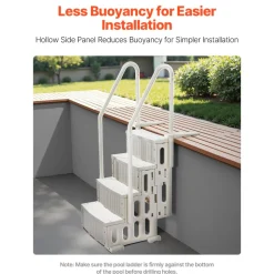 VEVOR Swimming Pool Ladder, 4-Step Double Handrails Stairs with Non-slip Heavy Duty Steps, Max Load Capacity 400 lbs, for 48-54 In Inground & Above-ground Pools of Any Decking Surface, Milk White