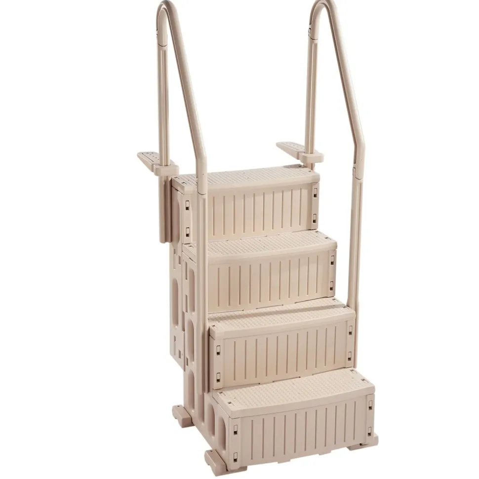 VEVOR Swimming Pool Ladder, 4-Step Double Handrails Stairs with Non-slip Heavy Duty Steps, Max Load Capacity 400 lbs, for 48-54 In Inground & Above-ground Pools of Any Decking Surface, Taupe