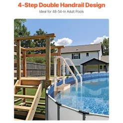 VEVOR Swimming Pool Ladder, 4-Step Double Handrails Stairs with Non-slip Heavy Duty Steps, Max Load Capacity 400 lbs, for 48-54 In Inground & Above-ground Pools of Any Decking Surface, Taupe