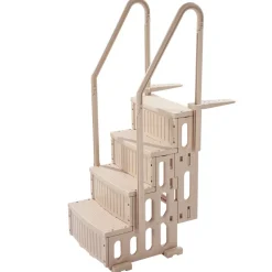VEVOR Swimming Pool Ladder, 4-Step Double Handrails Stairs with Non-slip Heavy Duty Steps, Max Load Capacity 400 lbs, for 48-54 In Inground & Above-ground Pools of Any Decking Surface, Taupe