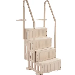 VEVOR Swimming Pool Ladder, 4-Step Double Handrails Stairs with Non-slip Heavy Duty Steps, Max Load Capacity 400 lbs, for 48-54 In Inground & Above-ground Pools of Any Decking Surface, Taupe