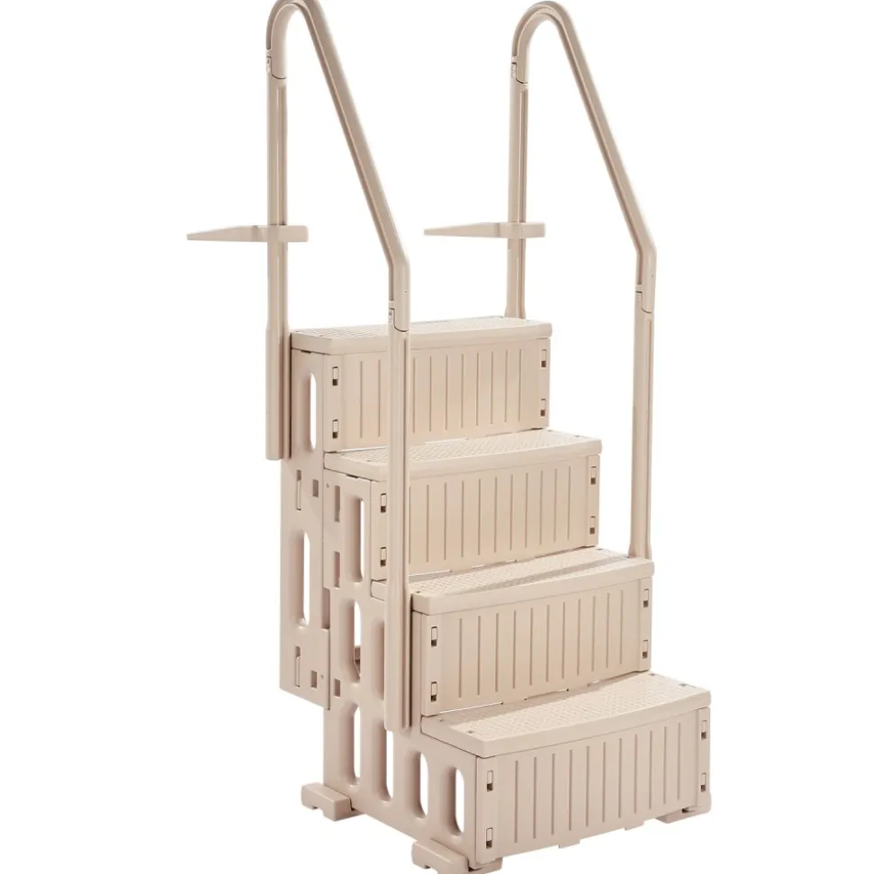 VEVOR Swimming Pool Ladder, 4-Step Double Handrails Stairs with Non-slip Heavy Duty Steps, Max Load Capacity 400 lbs, for 48-54 In Inground & Above-ground Pools of Any Decking Surface, Taupe