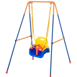 VEVOR Swing Sets for Backyard, 3-in-1 Toddler Swing Set with 4 Sandbags, Foldable Metal Stand, Easy to Assemble, Swingset Indoor/Outdoor for Kids 3-6 Years, Youth 6-10 Years and Teenagers 10+