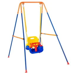 VEVOR Swing Sets for Backyard, 3-in-1 Toddler Swing Set with 4 Sandbags, Foldable Metal Stand, Easy to Assemble, Swingset Indoor/Outdoor for Kids 3-6 Years, Youth 6-10 Years and Teenagers 10+