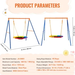 VEVOR Swing Sets for Backyard, 440lbs Load Capacity Swing Set, 40