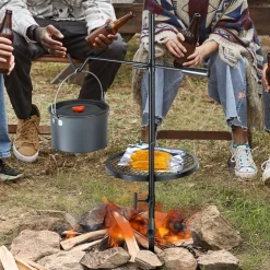 VEVOR Swivel Campfire Grill, Fire Pit Grill Grate over Fire Pits, Heavy Duty Steel Grill Grates, 360° Adjustable Open Fire Outdoor Cooking Equipment, Portable Camp Fire Racks for Camping Outdoor BBQ