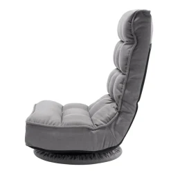 VEVOR Swivel Floor Gaming Chair, 360-Degree Rotating Floor Chair with 4 Adjustable Position Folding Backrest and Lumbar Support, Folding Video Reclining Sofa for Watching TV Reading Playing Game, Gray