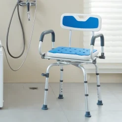 VEVOR Swivel Shower Chair 360 Degree, Adjustable Shower Seat with Pivoting Arms for Inside Showers or Tubs, Non-Slip Rotating Bathtub Shower Chair for Elderly Disabled Injured, 400LBS Capacity