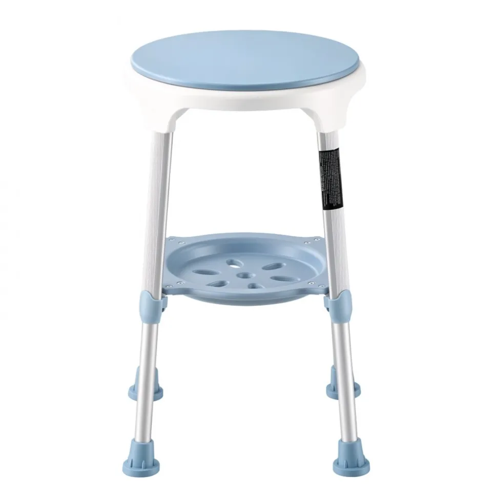VEVOR Swivel Shower Chair 360 Degree, Height Adjustable Bath Seat for Inside Showers or Tubs, Non-Slip Rotating Bathtub Stool with Storage Tray for Elderly Disabled Injured, 350LBS Capacity