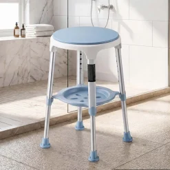 VEVOR Swivel Shower Chair 360 Degree, Height Adjustable Bath Seat for Inside Showers or Tubs, Non-Slip Rotating Bathtub Stool with Storage Tray for Elderly Disabled Injured, 350LBS Capacity