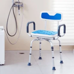 VEVOR Swivel Shower Chair 360 Degree, Adjustable Shower Seat with Armrests and Backrest for Inside Shower or Bathtub, Non-Slip Rotating Bathtub Chair Seat for Elderly Disabled Injured, 400lbs Capacity