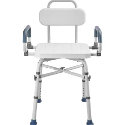 VEVOR Swivel Shower Chair with Arms and Back, 500 lbs Heavy Duty Bench Seat for Inside Shower Stall and Bathtub, Height Adjustable Bathroom Bath Tub Seat for Adults, Seniors, Elderly and Disabled