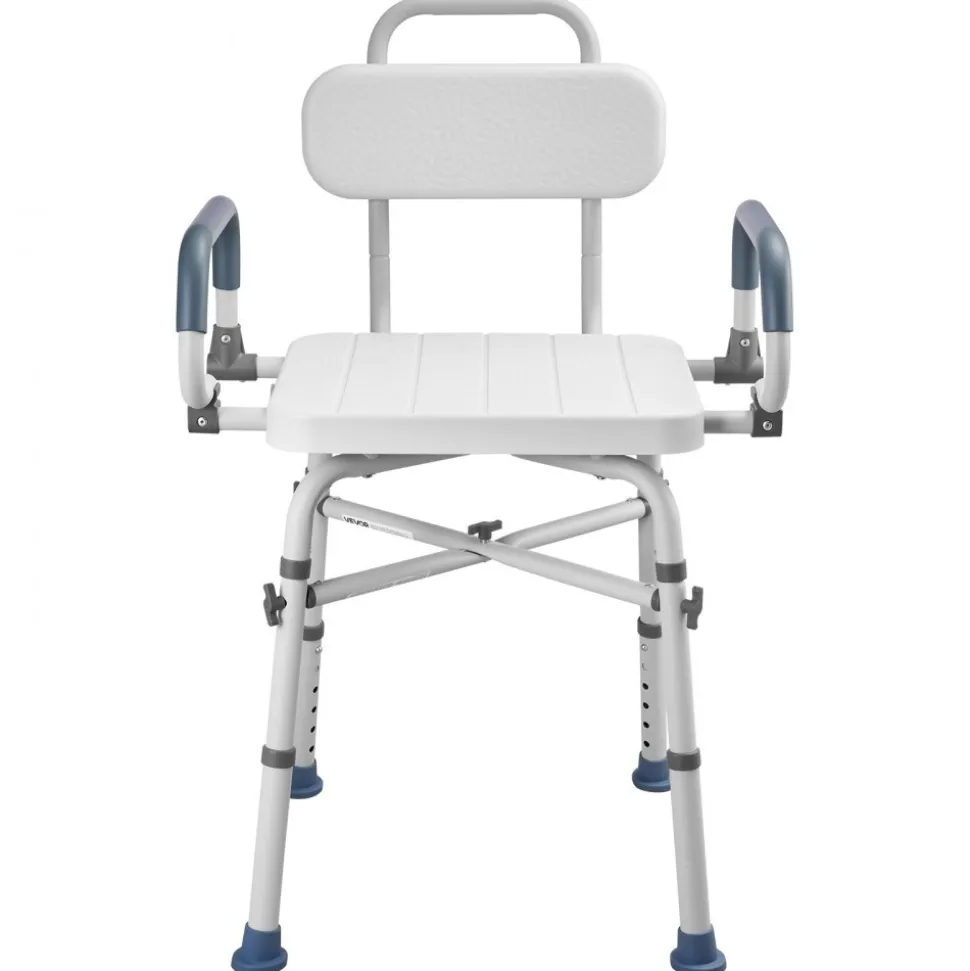 VEVOR Swivel Shower Chair with Arms and Back, 500 lbs Heavy Duty Bench Seat for Inside Shower Stall and Bathtub, Height Adjustable Bathroom Bath Tub Seat for Adults, Seniors, Elderly and Disabled